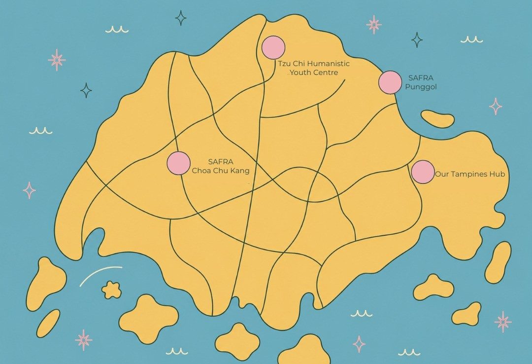 Illustrated map of Singapore showing the four MFF venues